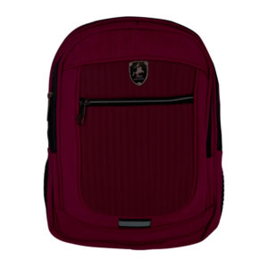 Mochila polweng con 5 compartimentos, frente de cuero rayado, línea reflectante