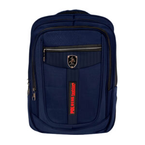 Mochila rígida con 5 compartimentos, parche Polweng fashion y diseño en T rayado