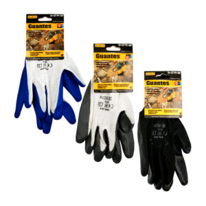 Par de guantes protectores para el trabajo, con cubierta de plástico lisa y tela tipo malla transpirable, variedad de colores / max macia / 7 pulgadas