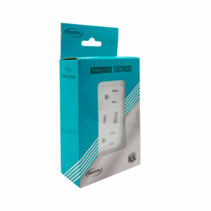 Placa para pared con 2 tomacorrientes, puerto usb y tipo c, color blanco / 18214 / accesorios eléctricos / on tenck