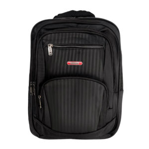 Mochila de tela y cuero, diseño de rayas, 5 compartimentos y placa Polweng