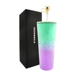 Vaso termo bicolor de acero inoxidable, 24oz - 710ml, con relieve y tapa