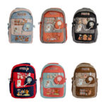 Mochila con 5 compartimentos, diseño de capibara, broches y monedero con cuerda