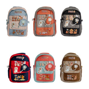 Mochila con 5 compartimentos, diseño de capibara, broches y monedero con cuerda