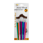 Paquete con 12 pinceles delgados con mango de plástico y cerdas suaves, variedad de colores y largos / artist brush / pincel shuo da / 251-12c