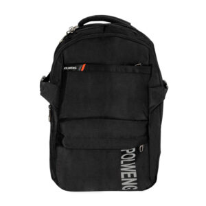 Mochila con 4 compartimentos, 3 broches y leyenda polweng inferior