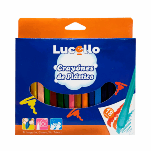 Caja lucello con 18 crayones triangulares, colores surtidos / 306468