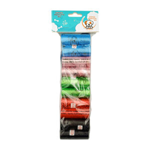 Paquete con 10 rollos de bolsas para heces de mascotas, variedad de colores