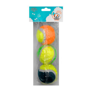 Paquete con 3 pelotas de tenis, 6.3cm, variedad de colores / 35498