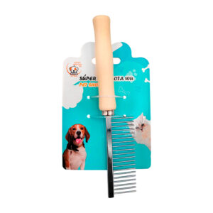 Peine metálico para mascotas con mango de madera, 17.5cm / 35672