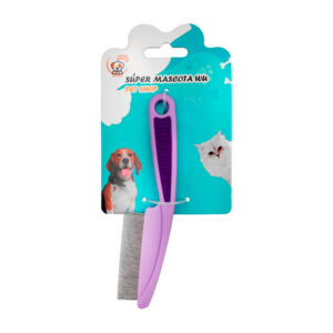 Peine con cerdas de metal delgado para mascotas 14.5cm, colores surtidos / 35691
