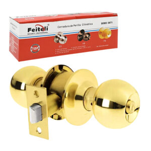 Cerradura de perilla cilíndrica, seguridad básica de acero inoxidable para recamara / 5871pb-bk / perilla ss - ab - pb / 5871