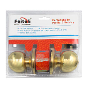 Cerradura de perilla cilíndrica con cuerpo de latón para la recámara, seguridad básica + juego de llaves / 5872pb-et