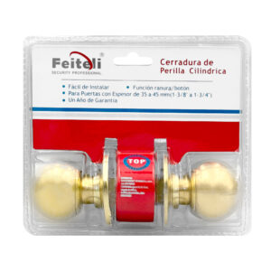 Cerradura de perilla cilíndrica de latón brillante para el baño, seguridad básica + juego de llaves / 5872pb-bk
