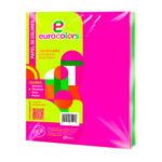 Paquete con 100 hojas en tamaño carta de 21.5x28cm en colores surtidos / euro colors / papel de colores / arcoiris vibrantes / ec0012 / 966257