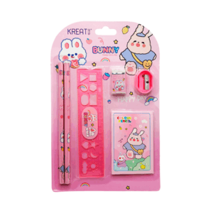 Set de papelería, 2 lápices, 1 sacapunta, 1 borrador, 1 regla y una libreta pequeña o una cuerda para saltar / 6031
