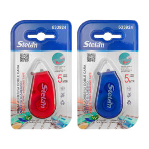 1pza Mini cinta adhesiva doble cara aplicable, con cuerpo de plástico, variedad de usos /  5m / 6mm / stelan