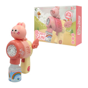 1pza Mini pistola dispensadora de burbujas, con bote pequeño de jabón rellenable, figura de conejito animado montable y alas montables / bubble automatic / gun / 10 hole / 668-115