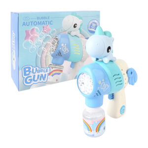 1pza Mini pistola dispensadora de burbujas, con bote pequeño de jabón rellenable, figura de unicornio animado montable y alas montables / bubble automatic / gun / 10 hole / 668-116