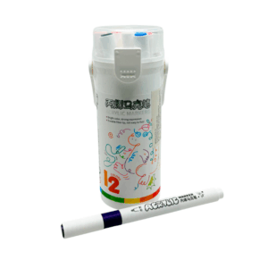 Estuche redondo con 12 plumones delgados de acrílico, colores surtidos / 679-12 / acrylic markers