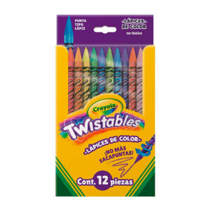 Paquete con 12 crayolas retráctiles con punta tipo lápiz delgada, en colores surtidos / 687408m009 / 68-7408 / crayola twistables / lápices de color