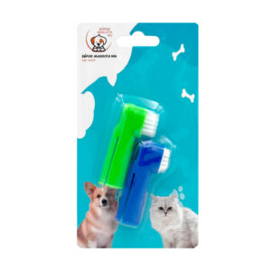 Blíster con 2 cepillos de dientes, adaptables al tubo de pasta, colores surtidos