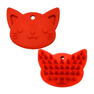 Mini cepillo masajeador para mascotas, cerdas de plástico, con forma de gato