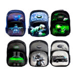 Mochila infantil con 3 compartimentos y diseño animado con relieves y palabra
