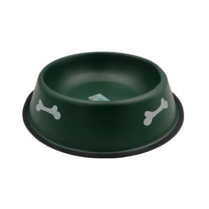 Plato tazón metálico antideslizante con estampado de huesos, 22cm, color surtido