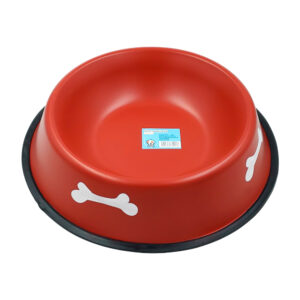 Plato tazón metálico antideslizante con estampado, variedad de colores / 73013