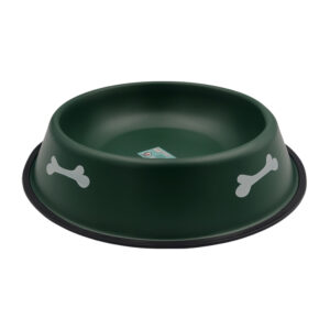 Plato tazón metálico antideslizante con estampado de huesos, 30cm, color surtido