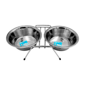 Plato doble elevado de acero inoxidable, antideslizante, 17.5cm / 73029