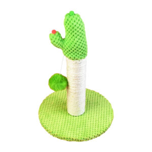 Tubo rascador 31cm de alto detalles afelpados, yute, con forma de cactus / 73373
