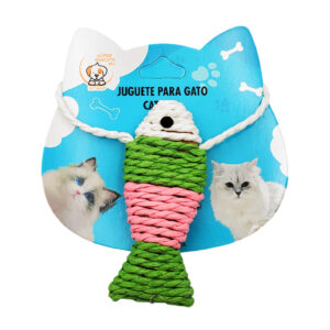 Juguete rascador colgante de yute en forma de pescado, variedad de colores