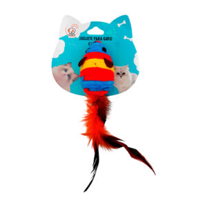 Juguete afelpado en forma de ratón con plumas, colores surtidos / 73394