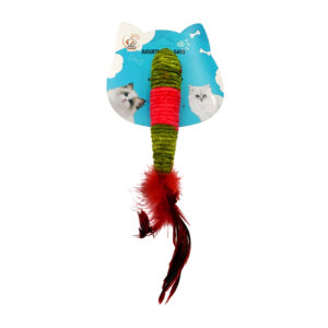 Juguete para gato, alargado con plumas, textura suave, variedad de colores