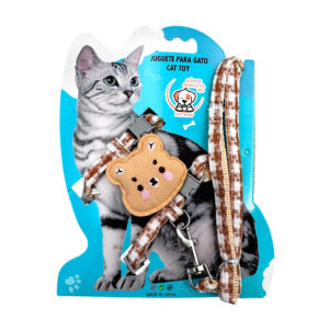 Set correa y pechera diseño de cuadros figura de oso ancho 1cm, colores surtidos