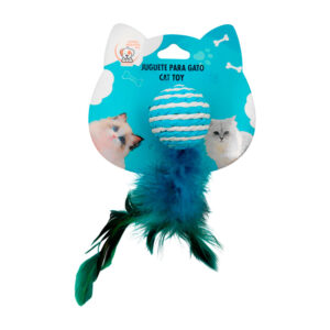 Juguete rascador con yute y plumas, bicolor en forma de esfera, variedad / 73432