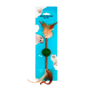 Juguete para gato con catnip, madera y plumas / 73435