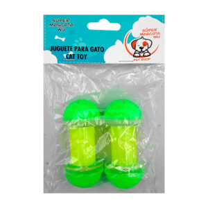 Paquete con 2 juguetes fluorescentes con cascabel para gatos, colores surtidos