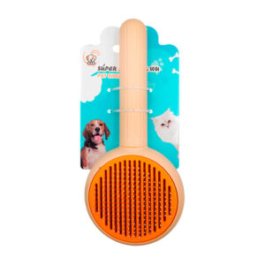 Cepillo de cerdas metálicas para mascotas con botón para remover pelos, variedad