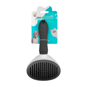 Cepillo de plástico para mascotas con botón para remover el pelo, color surtido