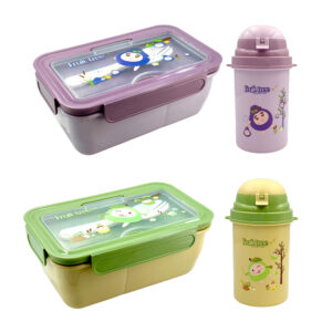Juego de tupper rectangular con 2 compartimientos y cubierto + botella con capacidad de 500ml aprox / fruit tree / 78206