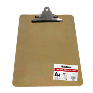 1pza Tabla portadocumentos / hojas para escribir, con sujetador metálico y medida de 32x23cm, variedad de usos / a4 / maxmacia / 3mm