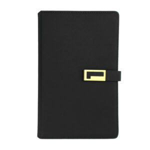 Libreta tipo agenda lisa, pasta dura y broche dorado magnético / 8108 / 8107