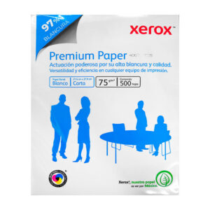 Paquete con 500 hojas blancas tamaño carta, 75g, 21.6x27.9cm / premium paper xerox / 100644 / 897005