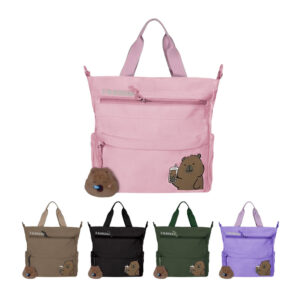 Bolsa de mano para dama, 3 compartimentos y diseño de capibara + llavero peluche