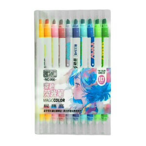 Paquete con 10 plumones - marcatextos delgados de doble punta mágicos, colores surtidos / 956 / magic color