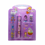 Set de papelería labubu: 3 lápices, regla, sacapuntas, borrador y libreta