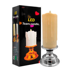 Vela led mediana con textura, luz cálida y base de plástico, variedad de colores